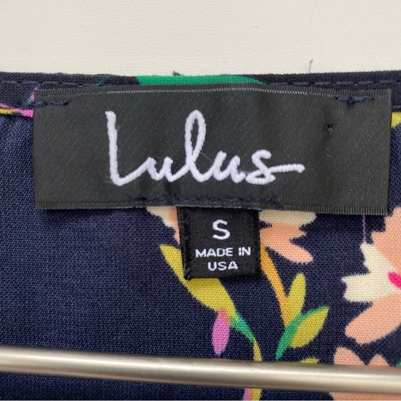 Lulus Herbaceous Babe Navy Floral Long Sleeved Shift Dress Women’s Size Small - Picture 5 of 16